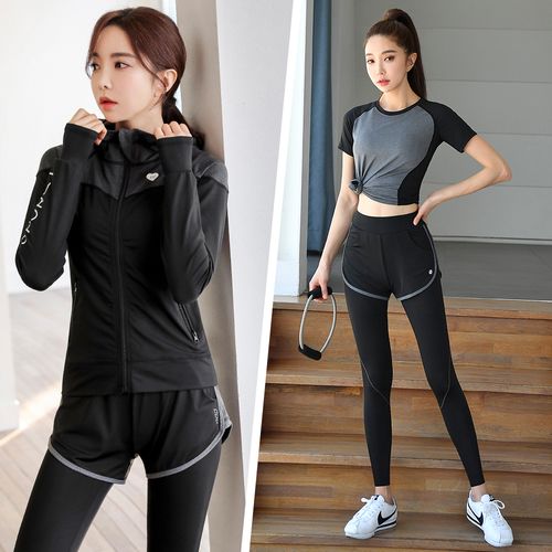 显瘦高端晨跑步运动衣套装女士秋冬健身房锻炼速干爆款瑜伽服大码