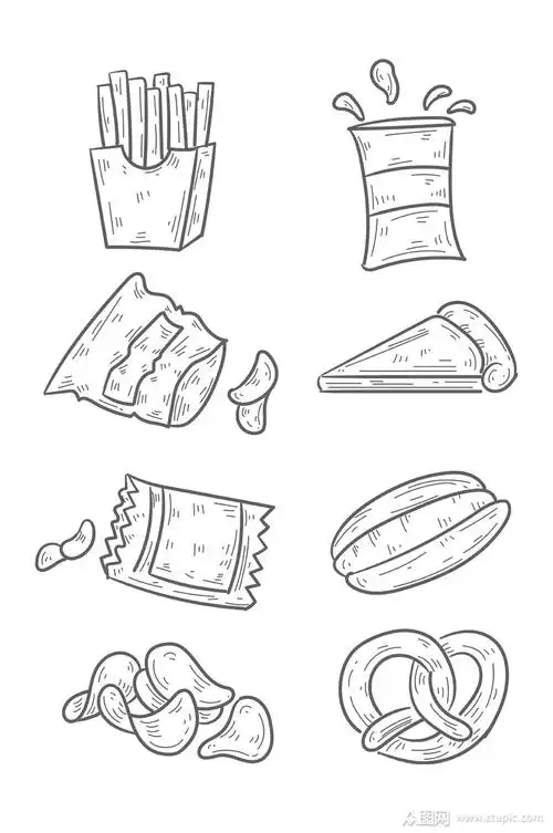 手绘零食薯片设计元素免抠