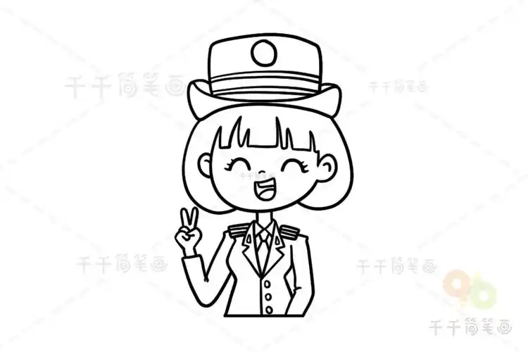 可爱的警花简笔画