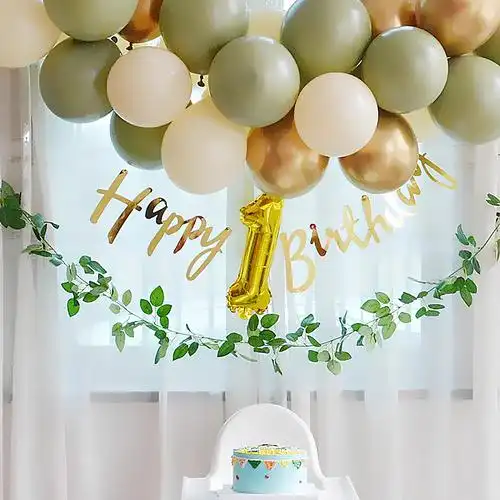 田园派对背景墙百天周岁生日布置氛围家庭套餐气球