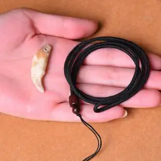 黎予 真品黑狗牙吊坠狗牙齿项链真正狗牙婴儿男女护身随身情侣犬牙挂