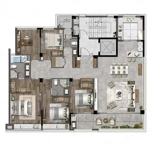 216㎡大户型一梯一户私密性不错