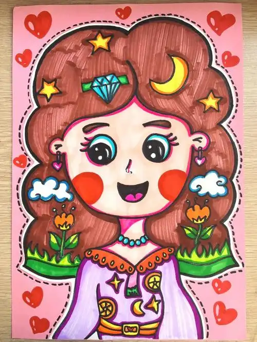 9999#儿童画  #创意美术儿童画  #创意线描  #送给妈妈的礼物