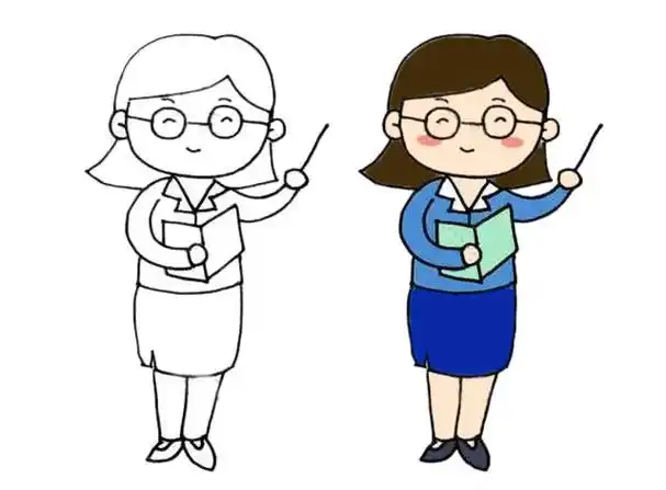 女老师简笔画的画法图片