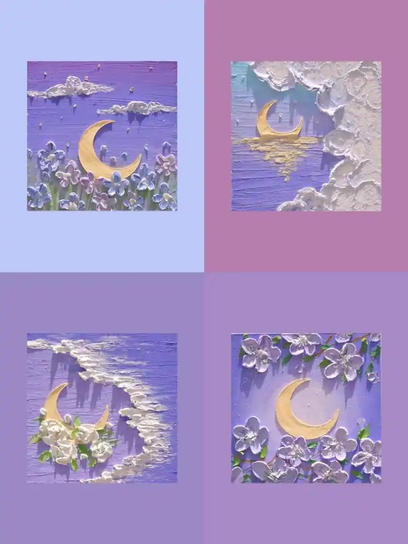 油画棒|90紫色系·梦幻风景四宫格(附色号) "莫奈说:新鲜的空气是