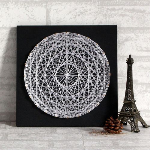 多层圆形纱线画成品 钉子毛线绕线装饰画弦丝画diy手工制作材料包