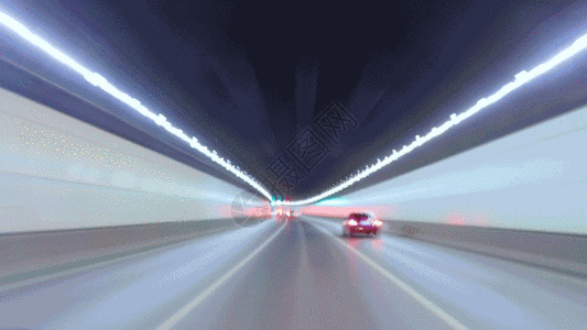 汽车隧道延时光影穿梭gif图片