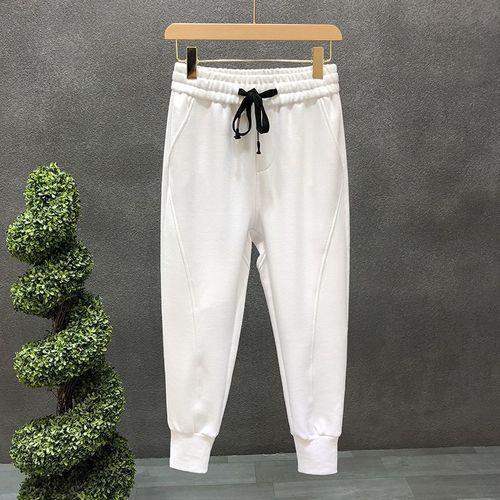 男生小个子矮个子偏瘦小码男装新款白色裤子男士春秋潮牌卫裤百搭韩版