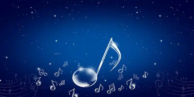 浪漫五线谱音符男女唱歌跳舞展板背景图音乐背景黑色背景下钢琴键的