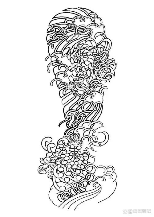 花臂纹身手稿图案线稿收藏日式 图案收藏