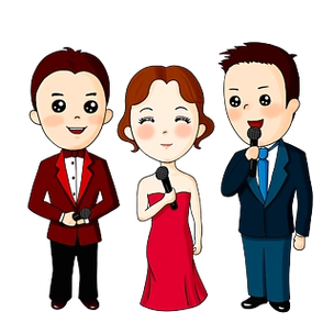 手绘卡通新年年会男女主持人