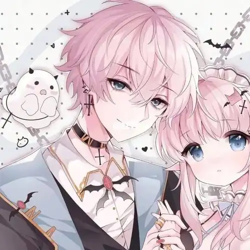 同一系列同一造型不同颜色的动漫情侣头像