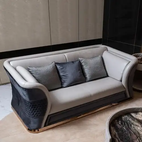 意式轻奢真皮沙发现代家用客厅单人三人皮艺沙发