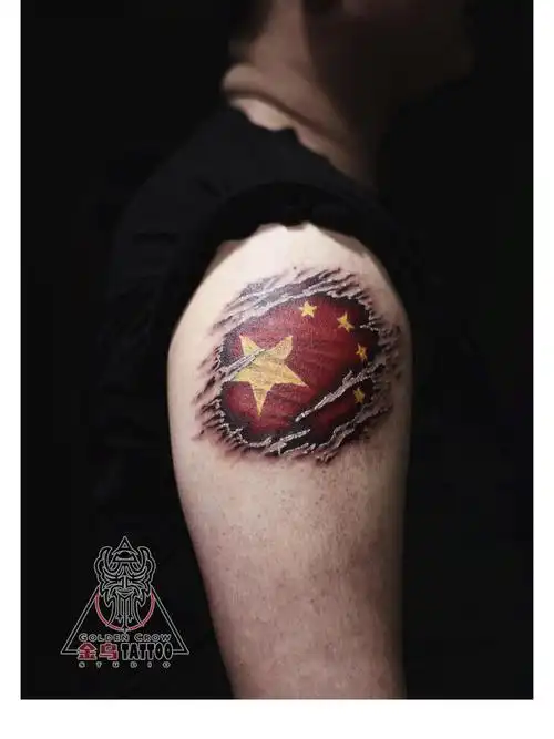 国旗_纹身图案手稿图片_蔡师傅的纹身作品集