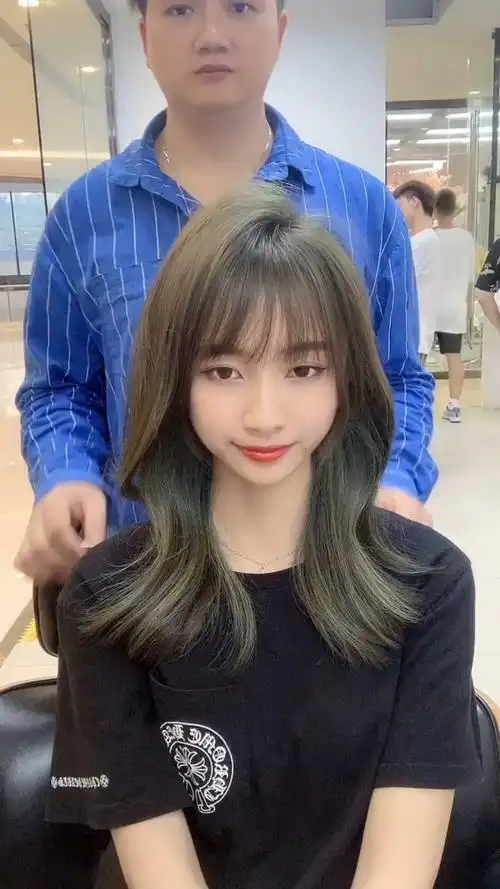 中长发,#挂耳染