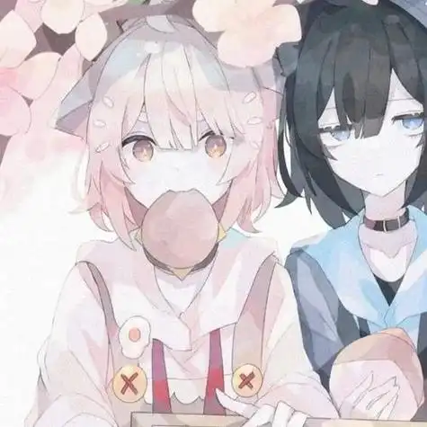 闺蜜头像可爱唯美2人姐妹头像手绘卡通