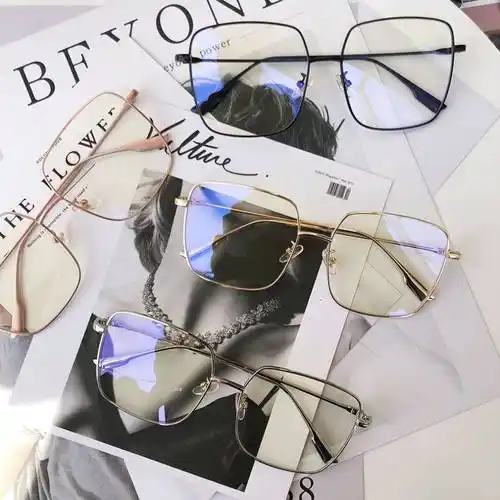 新款温婉同款眼镜框女复古方形大框网红眼镜架素颜近视眼镜显脸小金色