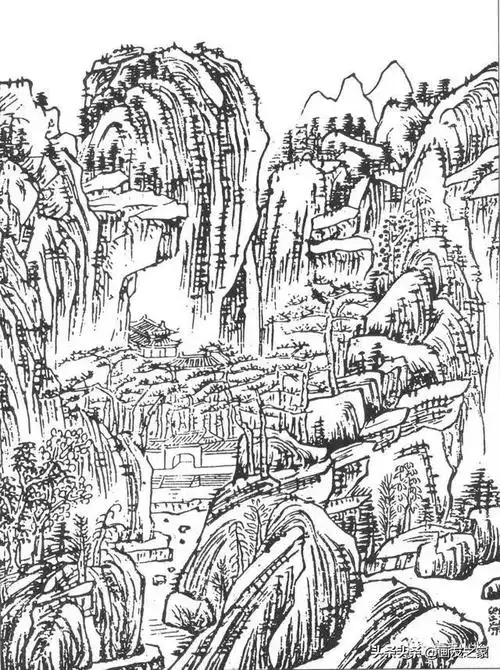 谭老师为你介绍古人线描山水画稿_平台_马骀_著名画家