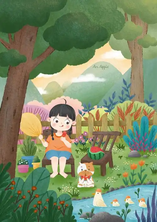 童年的夏天|插画|儿童插画|一颗苹果扑通扑通 - 原创作品 - 站酷