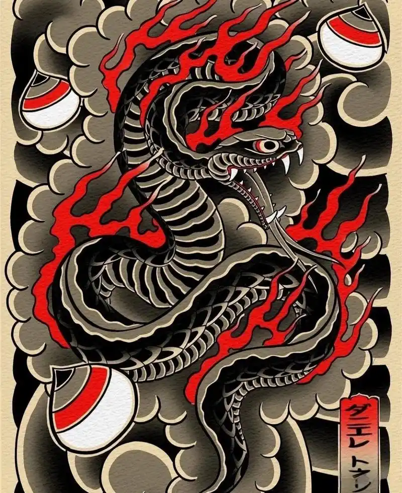 日式半甲纹身手稿