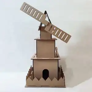 瓦楞纸自制太阳能旋转风车小屋diy科学小制作手工材料包立体作品