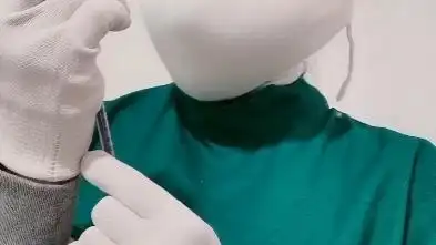 口罩女,纱布口罩,手术服