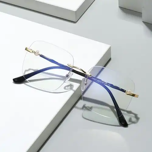 跨境新款时尚无框金属防蓝光眼镜框小红书百搭男女素颜眼镜框