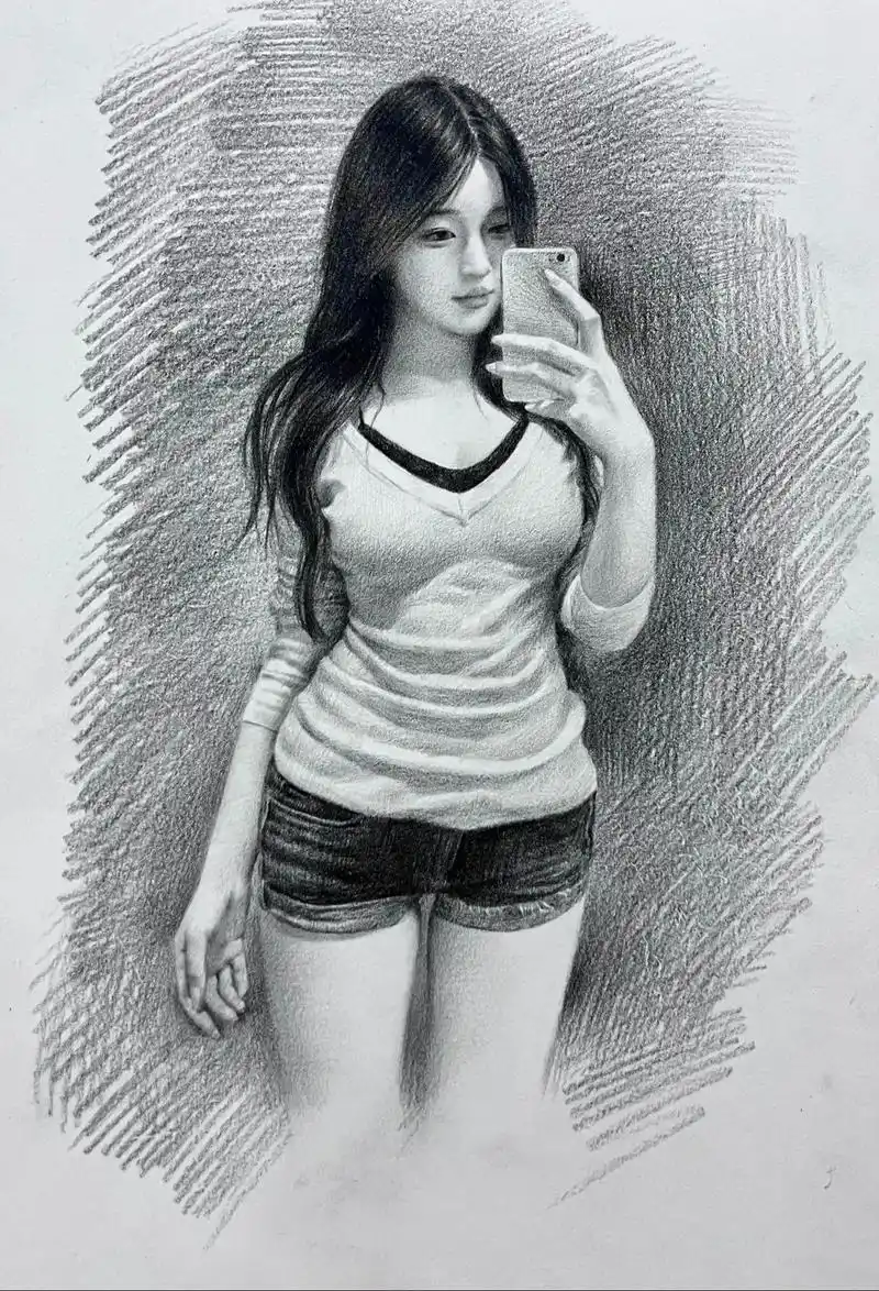 简单画一幅小姐姐.江郎才尽了