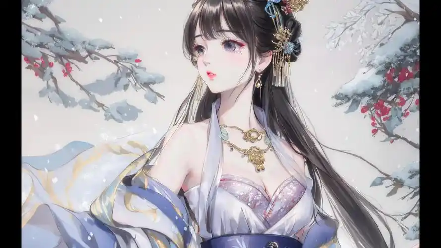 [ai绘画 墨心]雪落丹青,古风汉服少女——每一张都是高清壁纸!