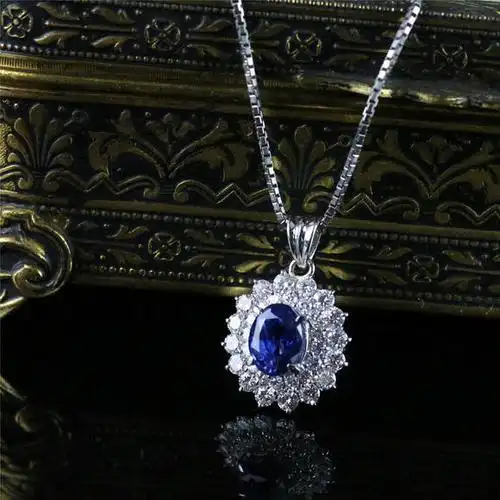 天然无烧蓝宝石项链坠