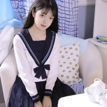正统软妹jk制服双色雪花刺绣海军风水手服班服校服中间服女学生套装