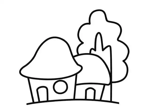 带颜色的小木屋简笔画图片