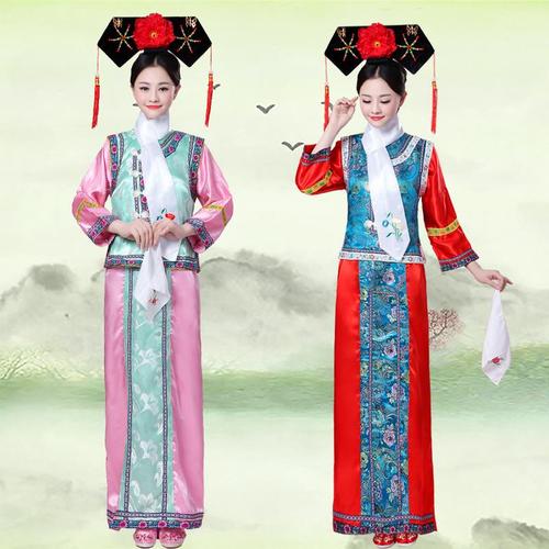 清朝格格服古装女 福晋宫女嫔妃服装满族旗服影楼拍照穿越演出服