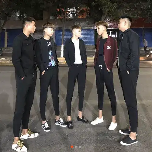 花花公子playboy快手红人网红同款社会人精神小伙修身束脚裤子男小脚