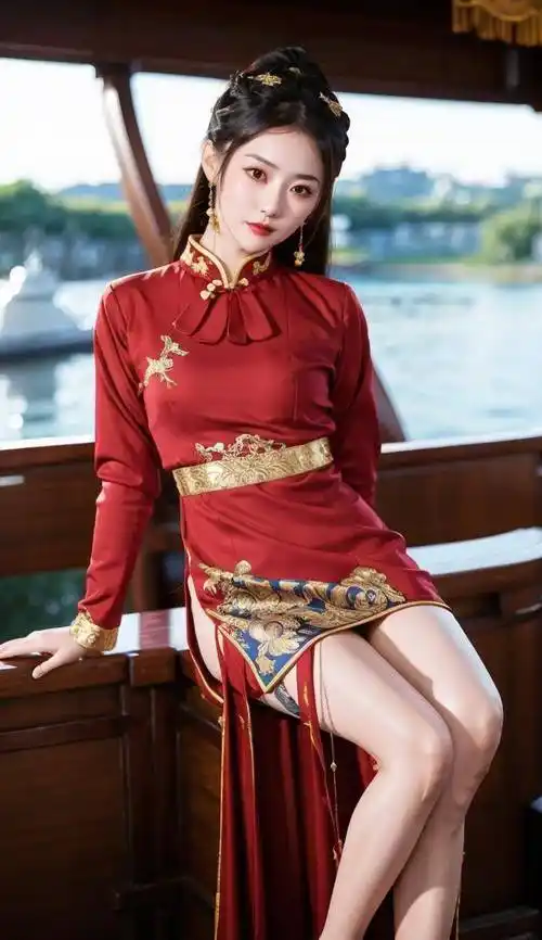 ai古装美女壁纸-碧波荡漾,美人在洲_旗袍_中国_氛围