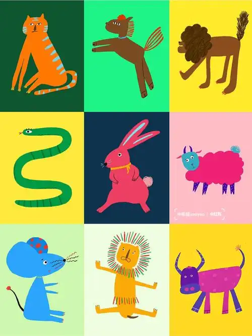 一百个动物涂鸦原创动物形象合集一