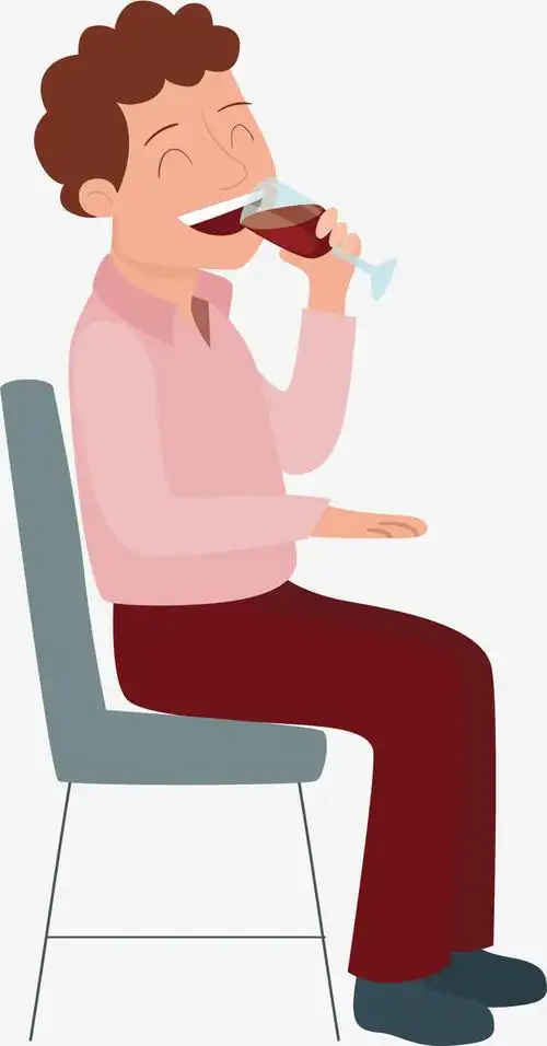 矢量图开心喝红酒的男士