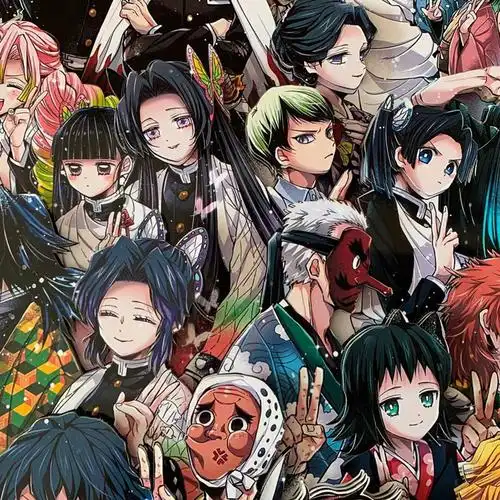 鬼灭之刃豆子善逸炭治郎大合照立体画手办我是工艺画