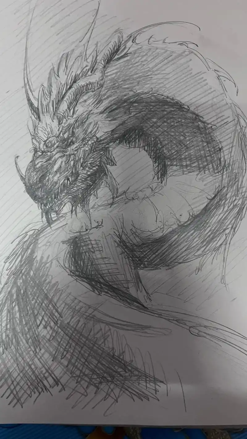 龙 #手绘 #速写#铅笔稿 - 抖音