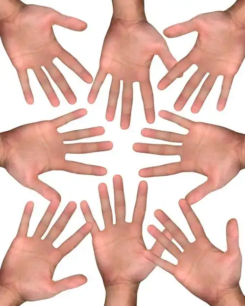 白色背景上的团结合作手势