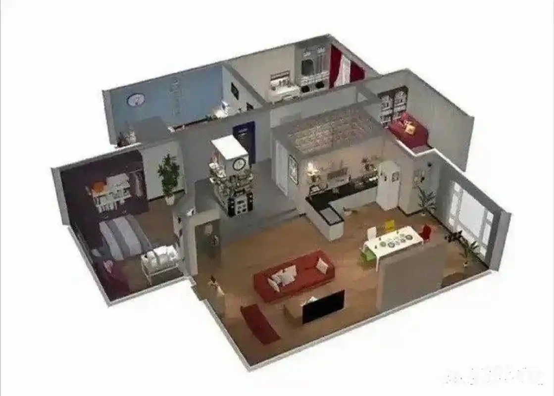 《家有儿女》夏东海一家的房型平面图和立体图,在20年前就已经住上160