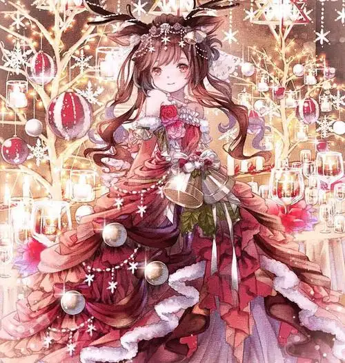 有点黑暗风,又非常华丽的动漫插画,里面的女生还有点小可爱