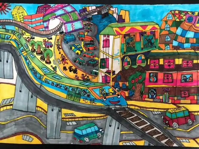 见到童心见到美民主路小学画地铁艺术活动