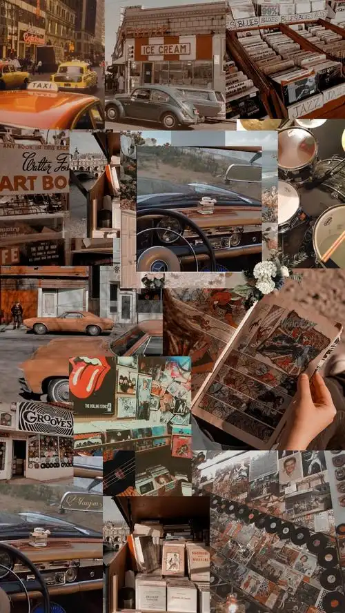 自制复古风拼贴壁纸二传注明