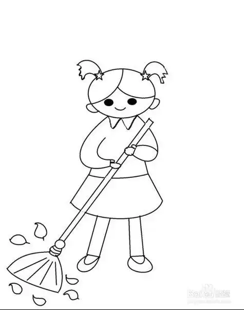 爱劳动小女孩的简笔画方法