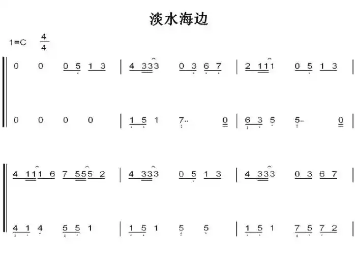 不能说的秘密淡水海边c大调初学者简易好听版钢琴双手简谱钢琴谱钢琴