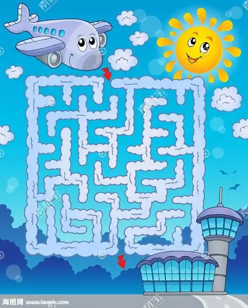 卡通飞机迷宫游戏