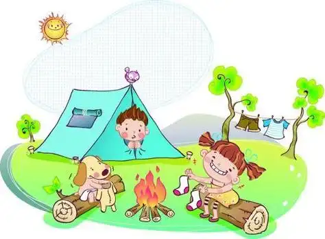 一家人露营简笔画