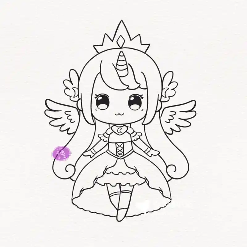 月亮公主 迷你简笔画 线稿图 有几天没发线稿啦  迷你世界月亮公主 线