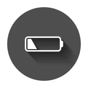 电池充电级别指示器.矢量图和长长的影子照片